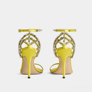 Sandalias de Seda para Mujer, Talla Grande 47, con una Sola Tira, Hebilla en el Tobillo, Diamantes, Tacón de Aguja, Zapatos de Vestir de Tacón Alto y Delgado - Product Image 2