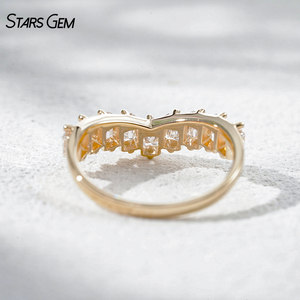 StarsGem 18K Solid Gold Rhodium Plated Vintage 1.65CTW DEF VS Lab Grown Diamond Emerald Cut Stackable Wedding Band Gift - Product Image 4