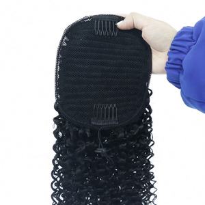 Queue de cheval en cheveux humains 4b 4c Afro Kinky Curly, queue de cheval à nouer, cheveux humains vierges, queue de cheval Kinky Curly - Product Image 6