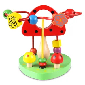 Manufacturer direct sale cartoon mushroom mini round beads maze toys Wholesale promotion preschool educational shape beading toy