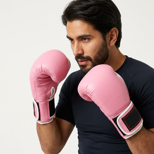 Guantes de Boxeo Rosas con Cierre de Velcro, Protección Completa para los Dedos, Unisex, para Adultos - Product Image 1