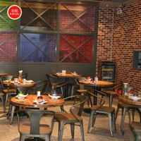 Ensemble de meubles de table et de chaises de café et de restaurant en métal et en bois, modernes, durables, populaires et bon marché en gros
