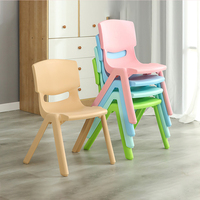 Juego de Muebles Modernos y Duraderos para Aula de Jardín de Infancia y Preescolar, Mesas y Sillas de Plástico Coloridas con Respaldo Curvo y Reforzado