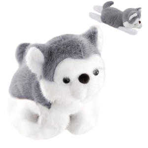 Bracelet claquant tendance en peluche Husky, doux, en forme de chien, jouet animal en peluche à porter au poignet, cadeau pour enfants, en coton, apaisant - Product Image 1