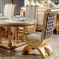 Ensemble de table à manger en bois massif sculpté, design turc personnalisé, antique, durable, table à manger réglable, meubles