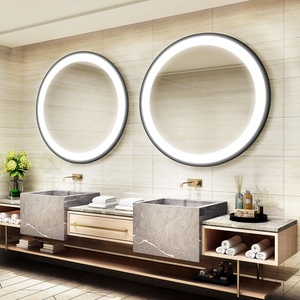 Kính Lúp Chiếu Sáng Phòng Tắm Gia Đình Hàng Hóa Led Thắp Sáng Vô Cực Thông Minh Nhãn Hiệu Riêng Hồng Led Gương Cạo Râu Tròn Với Đồng Hồ - Product Image 4