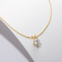 Colgante de diamantes de moissanita de 1 quilate para mujer, Collar de plata de ley 925 con seis garras chapadas en oro clásico, regalo de joyería