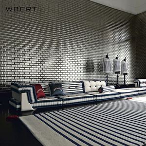 WBERT Design personnalisé moderne simple Mahjong canapé tissu velours côtelé salon chaise d'angle hôtels appartements villas - Product Image 2