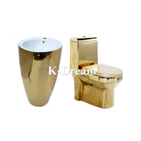 Inodoro Musulmán de Cerámica KD-03GPB, Color Dorado Brillante, con Asiento Redondo, Artículos Sanitarios de Alta Calidad de Chaozhou, Chapado en Oro