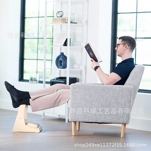 Repose-pieds en bois massif carré couleur naturelle en bouleau pour bureau, usage adulte - Product Image 4