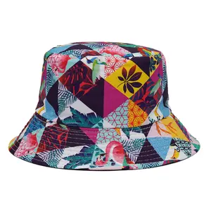 2023 חדש עזיבות הוואי קיץ הפיך דייג כובע, מותאם אישית כל רחבי מודפסים אופנה דלי כובע