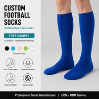 Chaussettes de football bleu roi montantes, chaussettes de compression de football, chaussettes de sport athlétiques unies hautes jusqu'au genou pour l'entraînement