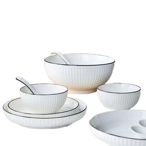 Первая поставка с завода, белая керамическая фарфоровая посуда минималистичного дизайна, безопасная для посудомоечной машины, Салатница, коммерческая вечеринка - Product Image 5