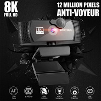 Webcam USB pour PC avec autofocus, couvercle de confidentialité intelligent pour diffusion en direct, mode beauté 2K/4K, lumière d'appoint, vue grand angle HD – En stock