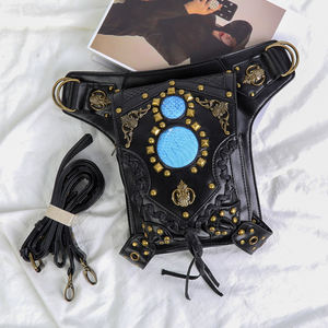 Personnalisé <span class=keywords><strong>de</strong></span> haute qualité souple PU <span class=keywords><strong>moto</strong></span> <span class=keywords><strong>jambe</strong></span> taille <span class=keywords><strong>sac</strong></span> pour hommes et femmes unisexe Steam Punk tactique épaule taille <span class=keywords><strong>sac</strong></span> - Product Image 1