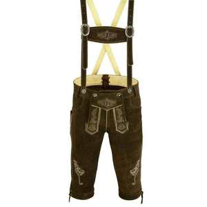 Lederhosen en cuir marron foncé pour hommes avec bretelles, style bavarois Oktoberfest, tailles 46 à 62 - Product Image 1