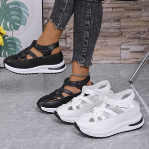 Women Summer New Large <b>Magic</b> <b>Tape</b> Sports Sandals Platform Hollow Casual Thick-Soled Wedge Sandals - Product Image 4