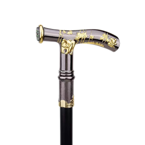 Bastón Decorativo de Cosplay con Diseño de Panda Negro y Dorado con Brújula, Bastón de <span class=keywords><strong>Dos</strong></span> Patas de Lujo para Caballero - Product Image 3