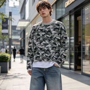 T-shirts à manches longues camouflage personnalisés, coupe ample, 100% coton, camouflage, manches longues surdimensionnées, haute qualité TKAN1082 - Product Image 1