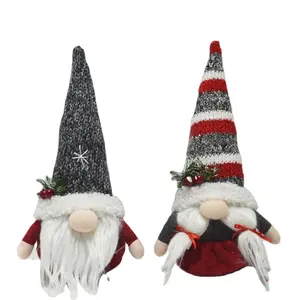 Partycool Christmas Tree Decoration Red And Gray Xmas Gift Home Decorative Plush Stuffed Gnome Ornaments