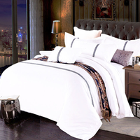 Parure de Lit de Luxe en Satin de Coton Égyptien Blanc Taille Queen, Housse de Couette et Linge de Lit