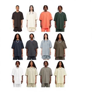 T-shirt d'été 305G lourd, respirant et durable, style américain, pur coton, uni, col rond, manches courtes, coupe ample - Product Image 6