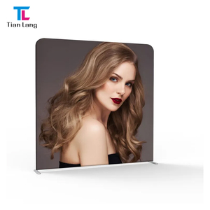 Trade Show Tension Fabric Displays <b>Stands</b> Double Sided Printing Portable Advertising Curved Shape <b>Backdrops</b> with LED Light - Product Image 1