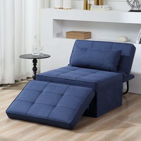 Lit ottoman pliant multifonction 4 en 1 en tissu rouge avec dossier réglable, chaise-lit moderne pour le salon