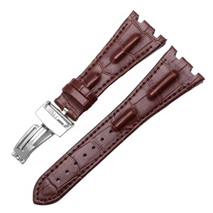 Negro Marrón Azul Rosa Oro Tang Hebilla Cierre de despliegue <span class=keywords><strong>Oak</strong></span> <span class=keywords><strong>Royal</strong></span> 28mm Correa de <span class=keywords><strong>reloj</strong></span> de cuero para correa de <span class=keywords><strong>reloj</strong></span> AP - Product Image 2