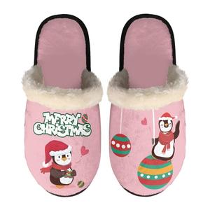 Factory Personalized Custom Christmas Santa Claus Reindeer Print Own Pattern Logo Winter Warm Cotton Home <strong>Slippers</strong> for <strong>Men</strong> Women - Product Image 5