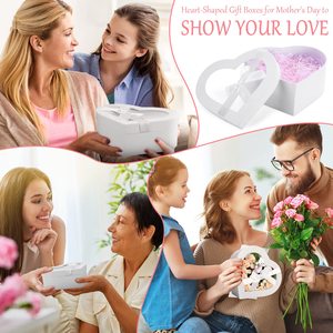 Boîtes en carton personnalisées en forme de cœur blanches, lot de <span class=keywords><strong>3</strong></span> avec fenêtre et ruban, style romantique pour cadeaux personnalisés - Product Image 5