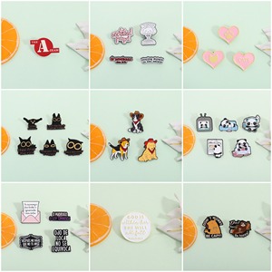 100 Broches de Esmalte Antiguo con Diseños de Animales de Dibujos Animados, Divertidos, Mágicos, con Texto, de Zinc, para Solapa, 4101-4200 0.27 QHXZ Níquel Negro - Product Image 1