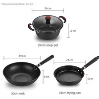 Vente directe de cuisine cuisson gril à frire pierre noire Maifan 3 pièces ustensiles de cuisine antiadhésifs batterie de cuisine