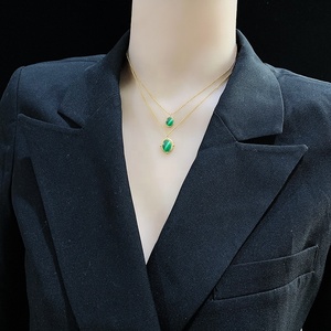 2025 acier inoxydable pierre naturelle forme de goutte Turquoise cristal <span class=keywords><strong>Rose</strong></span> Quartz breloques femmes bijoux pendentif collier - Product Image 2