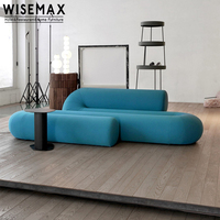WISEMAX FURNITURE Mobilier design Décoration intérieure Ensemble de canapés modulaires Tissu velours bleu Canapé au sol irrégulier Canapé de détente