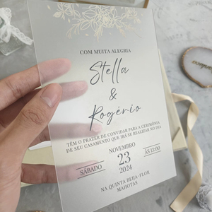Cream Velvet <b>Wedding</b> Book Invite Emboss Floral Acrylic Custom Name <b>Ribbon</b> Luxury <b>Wedding</b> - Product Image 6
