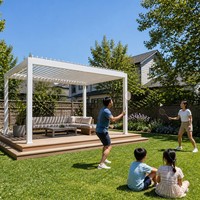 Veranda à toit rigide 4x3m en aluminium 6063 électrique avec gouttière intégrée, étanche, pour terrasse de piscine, emballage export