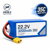 Baterai Drone UAV Jarak Jauh 6S 22.2V 3200mAh 35C High Discharge Baterai Lipo UAV untuk Drone Industri