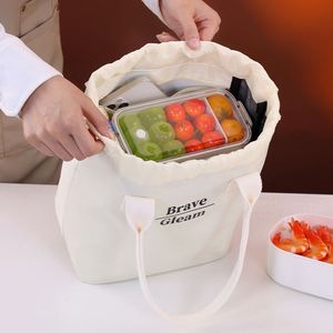 Bolsa de almuerzo tipo bento con cierre de cordón, gran capacidad para el trabajo y la escuela, portátil para llevar comidas. - Product Image 3