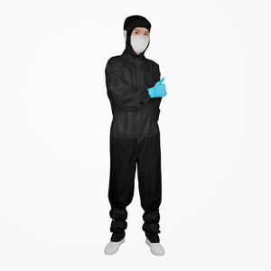 <span class=keywords><strong>ESD</strong></span>ストライプスタイル帯電防止黒色軽量クリーンルームカバーオール（耳ネット付き、電子工場向け） - Product Image 3