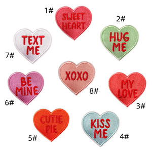 Amour coeur Couple broderie fer sur <span class=keywords><strong>patch</strong></span> HUG ME XOXO BE MINE KISS ME patchs - Product Image 2