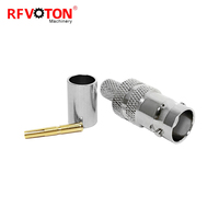 Connecteur BNC Femelle à Sertir pour Câbles RG58, LMR195, LMR200, RG223, RG142, RG400, LMR240, RG59, H155, LMR300, 5D-FB, RG6 – Idéal pour Caméras de Surveillance CCTV