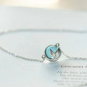 Collana con Ciondolo a Coda di Sirena per Donne, Catena Classica in Rame con Sfera, Gioiello Moda Blu per la Clavicola - Product Image 1