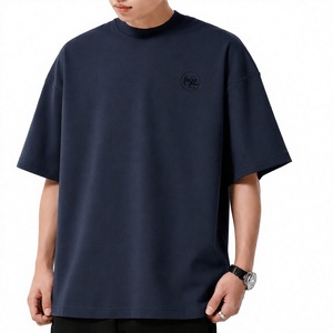 High Quality Custom Mens 280GSM Heavy Weight 100 Cotton Oversized Turtleneck <b>Collar</b> <b>T</b> <b>Shirt</b> Luxury Thick Drop Shoulder Blank Tee - Product Image 5