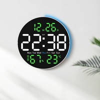 Jam Dinding Modern Huayang 6672 dengan Lampu Malam RGB, Remote Control, Layar Penuh untuk Dekorasi Ruang Tamu dan Kamar Tidur