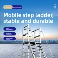 Plateforme mobile et échelle escamotable en acier au carbone pour rayonnage de supermarché, avec échelle détachable et roues ultra-silencieuses