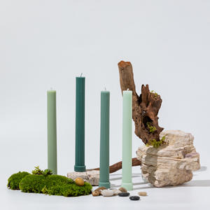 Vela de Cera de Coco Cilíndrica Dentada Morandi de 27 cm de Largo, Biodegradable, Lujosa, para Bodas y Banquetes, Sin Humo ni Olor - Product Image 3