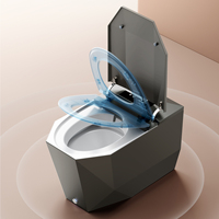 WC Connecté Intelligent Monobloc de Luxe Noir à Forme Créative avec Chasse Automatique