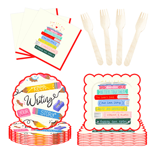 DAMAI - Juego de Vajilla Desechable para Fiestas Infantiles, Regreso a Clases, Juego de Vajilla Desechable para Fiestas, Platos, Vasos y Servilletas de Papel - Product Image 4