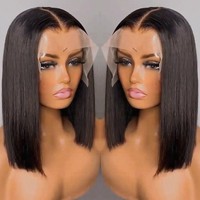 Venta al por mayor: Nueva llegada de pelucas de cabello humano liso corto tipo bob M Lagos con encaje frontal HD 13x4 para mujeres afroamericanas